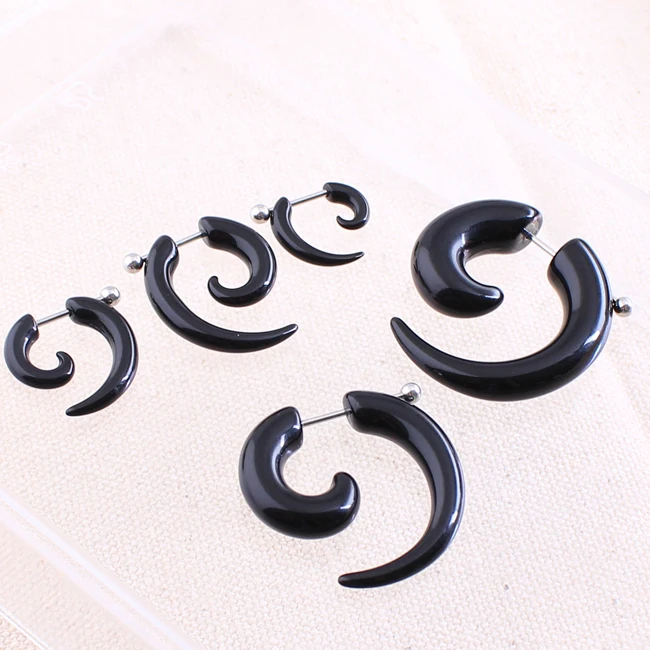 Модные черные серьги в стиле панк из титановой стали для женщин и мужчин