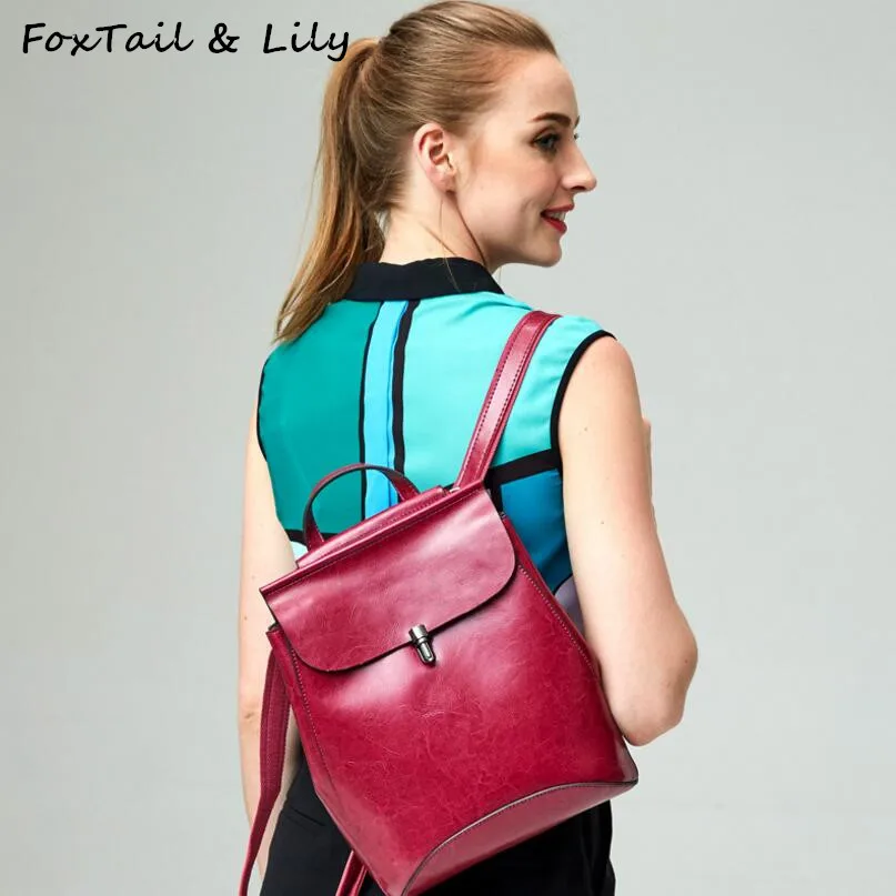 Женский рюкзак FoxTail & Lily из натуральной кожи винтажная сумка на плечо воловьей с