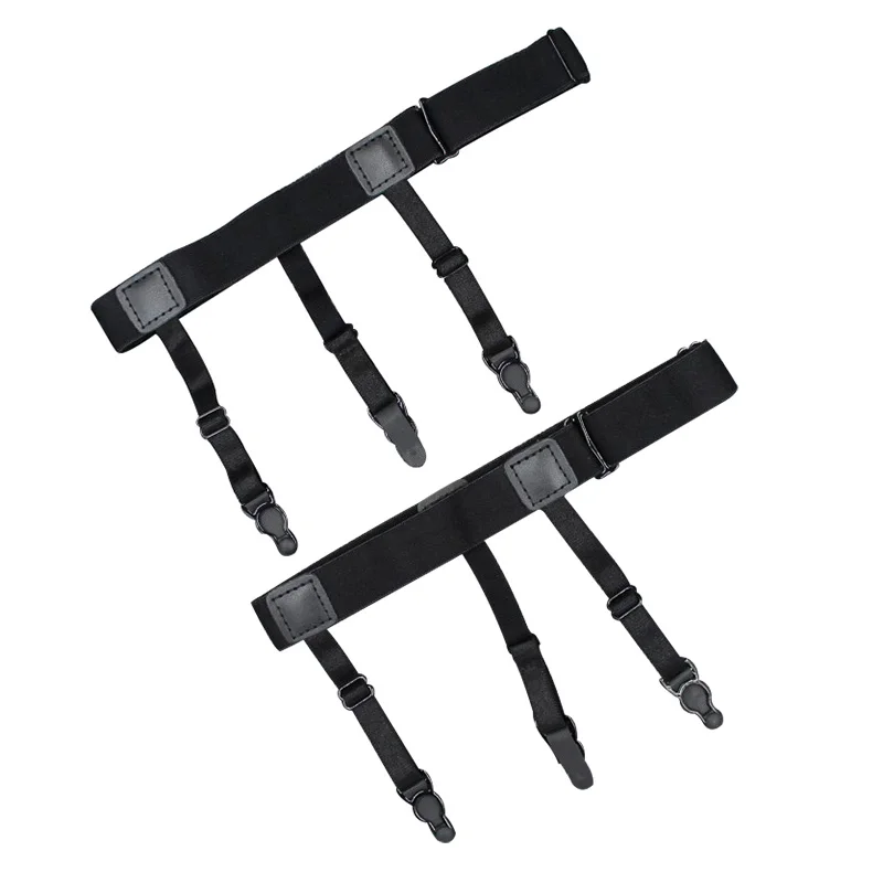 

Black Punk Mens Leg Thigh Gentleman Elastic Garter Belt Suspender Shirt Slip Proof Clip