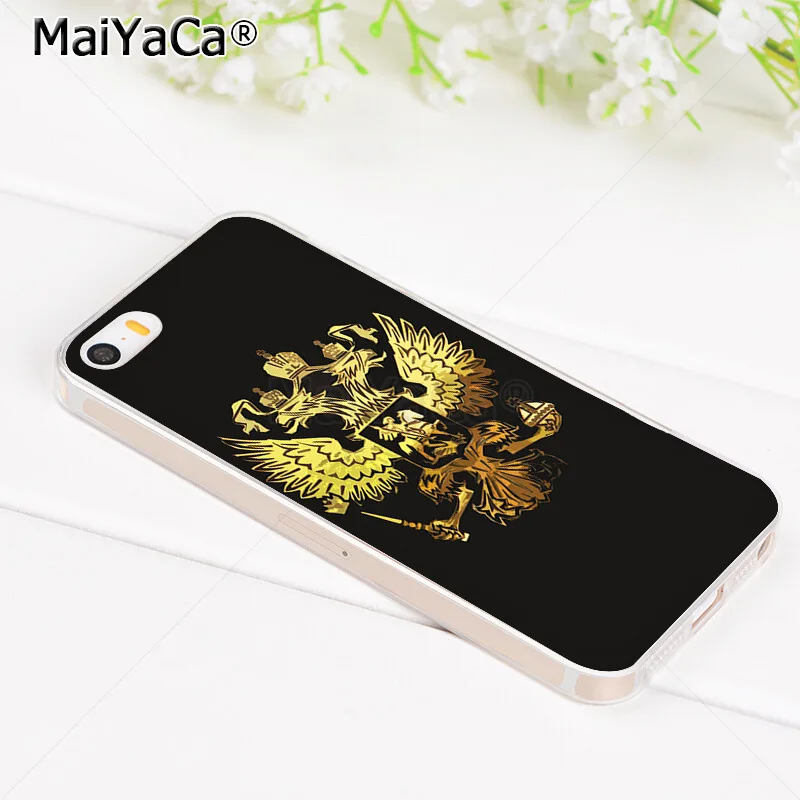 Прозрачный мягкий чехол MaiYaCa из ТПУ с русской эмблемой для телефона iPhone 8 7 6 6S Plus XS