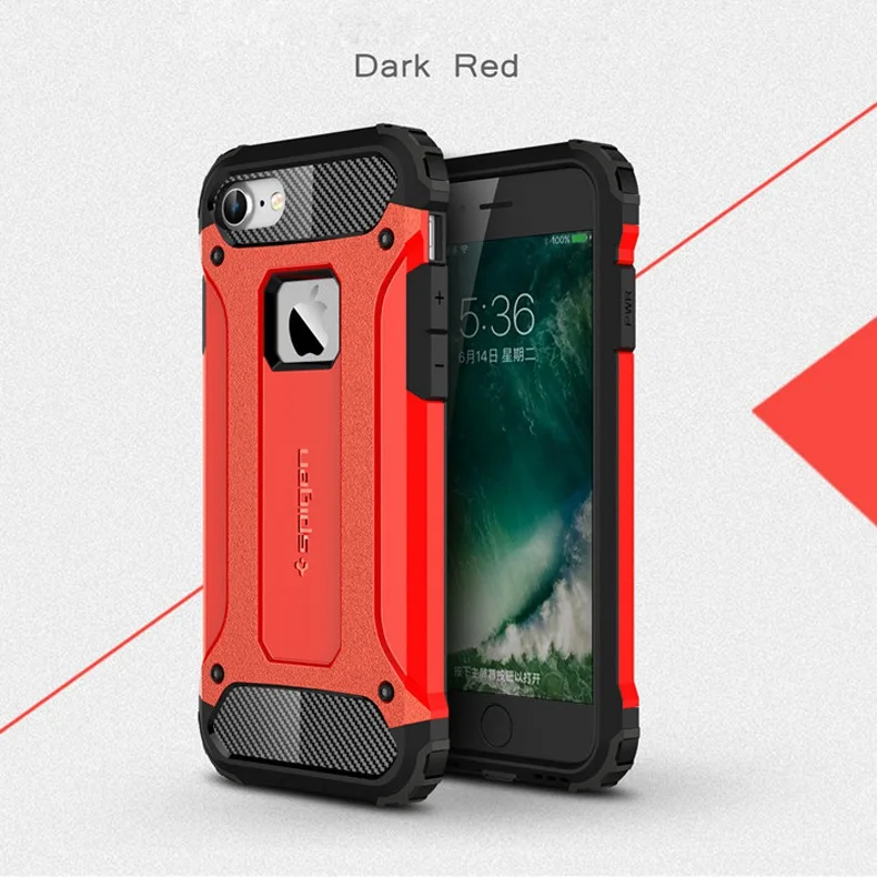 Красный Противоударный чехол для iPhone X XS Max XR 8 7 6 5 s 5S 6s plus 6plus 7plus 8plus высококачественный бронированный чехол для задней панели сотового телефона - Цвет: Красный