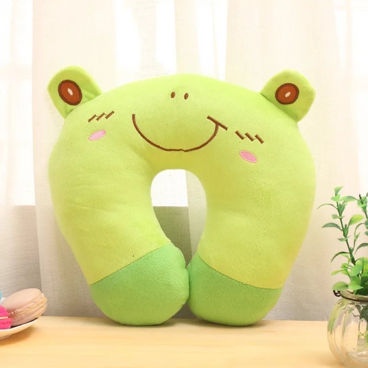 frog 1 шт. Мультяшные принты подушки с узором u-образная подушка для шеи Подушка с рисунком Автомобиля защита шеи PP хлопковые подушки дорожная подушка для шеи - Цвет: frog