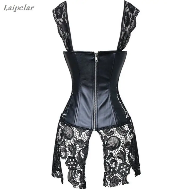 

5XL 6XL Summer Club Lace Dress Women Sexy Clubwear Plus Size Hollow Out Leather Corset Dress Embroidery Zip Back Beach Dresses