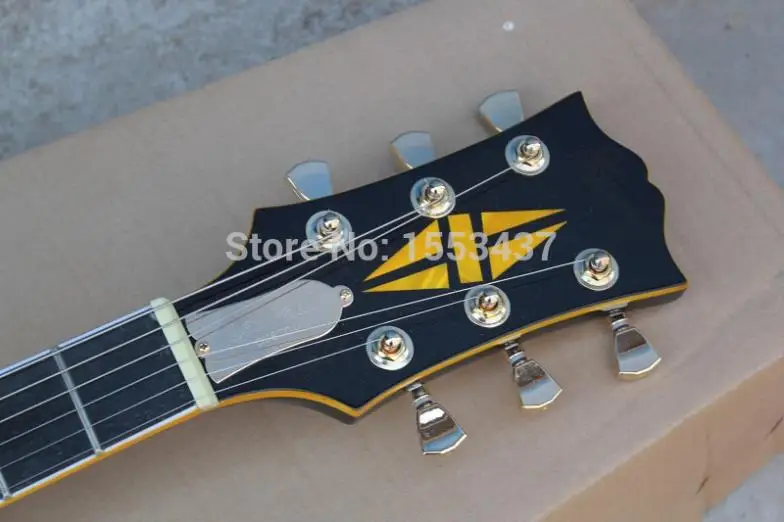 Free shipping 2015 New Arrival LP CUSTOM Ebony fingerboard Electric guitar Yellow bag edge 3piece Pickup Large rocker | Спорт и
