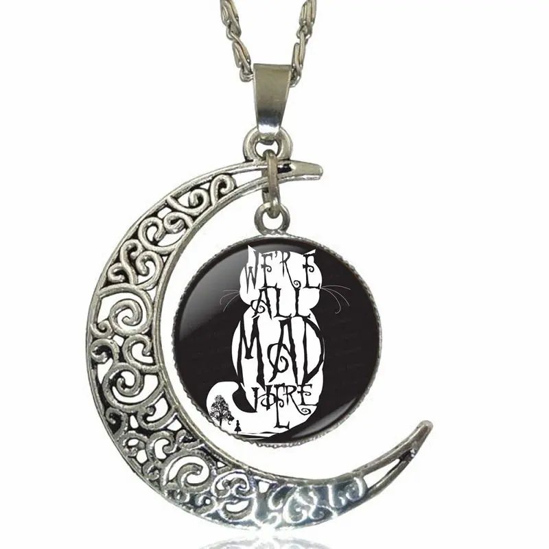 Женское ожерелье с подвеской в виде полумесяца Чеширским котом | Украшения и