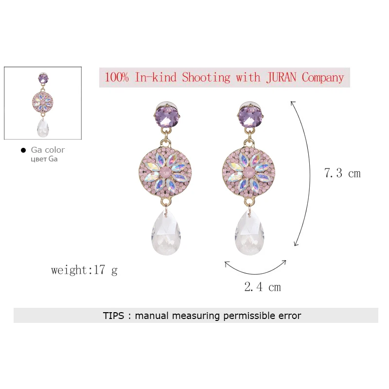 JURAN Bohemian Bijoux блестящие Роскошные Висячие серьги оптовая продажа Разноцветные
