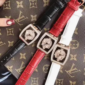 Роскошные Брендовые Часы из натуральной кожи, модные женские кварцевые часы, Сияющие часы с вращением на платье, большие часы с бриллиантами