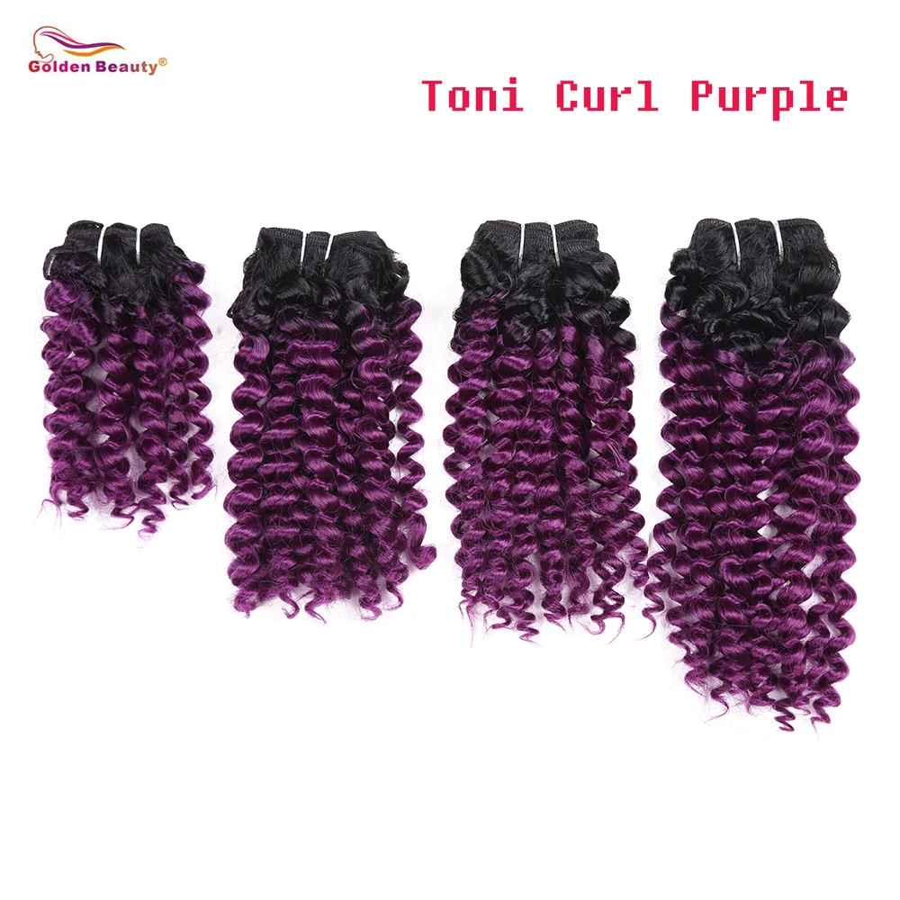 8-14inch Curly Hair Bundles Heat Resistant Synthetic Weaves Sew in Extensions Short Weave 4pcs/pack Golden Beauty | Шиньоны и парики