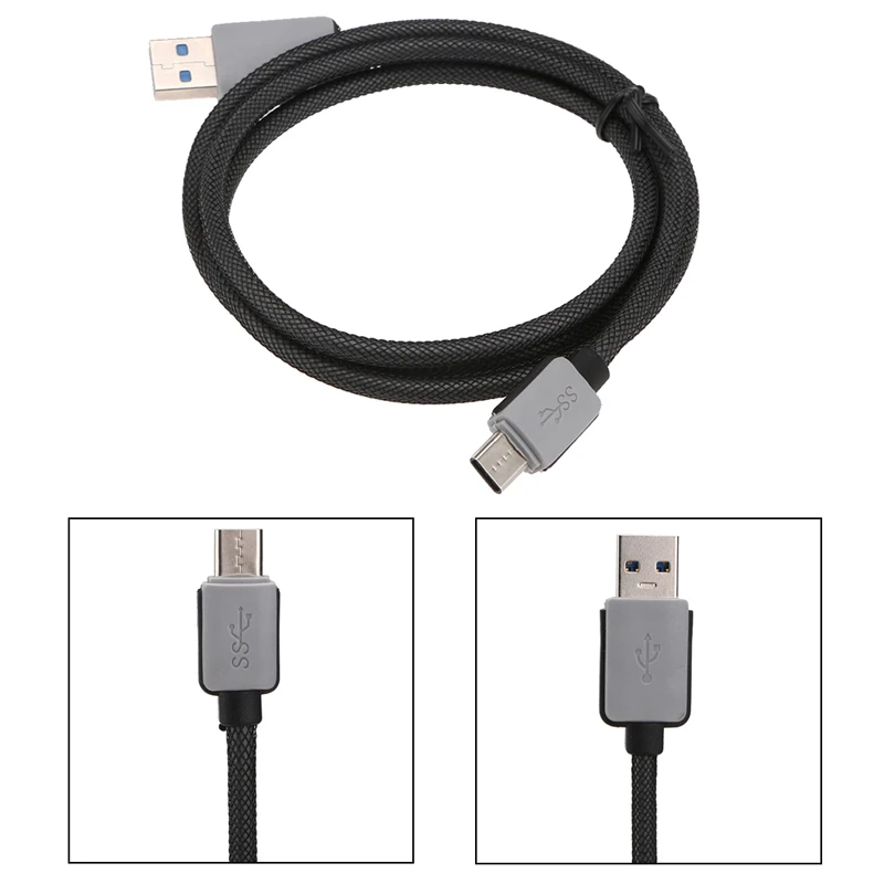 Совершенно плетеный кабель USB 2,0 типа C со штекером, стандартный USB 2,0 адаптер, кабель-конвертер, кабель для синхронизации и зарядки, серый 0,2 м/1 м/1,5 м