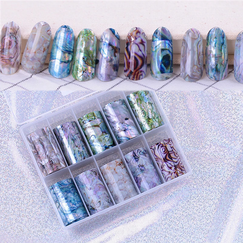 

1 Box Shell Nail Foil Holiday Seaside Design Nail Transfer Foil Sticker Manicure Nail Art Decorations