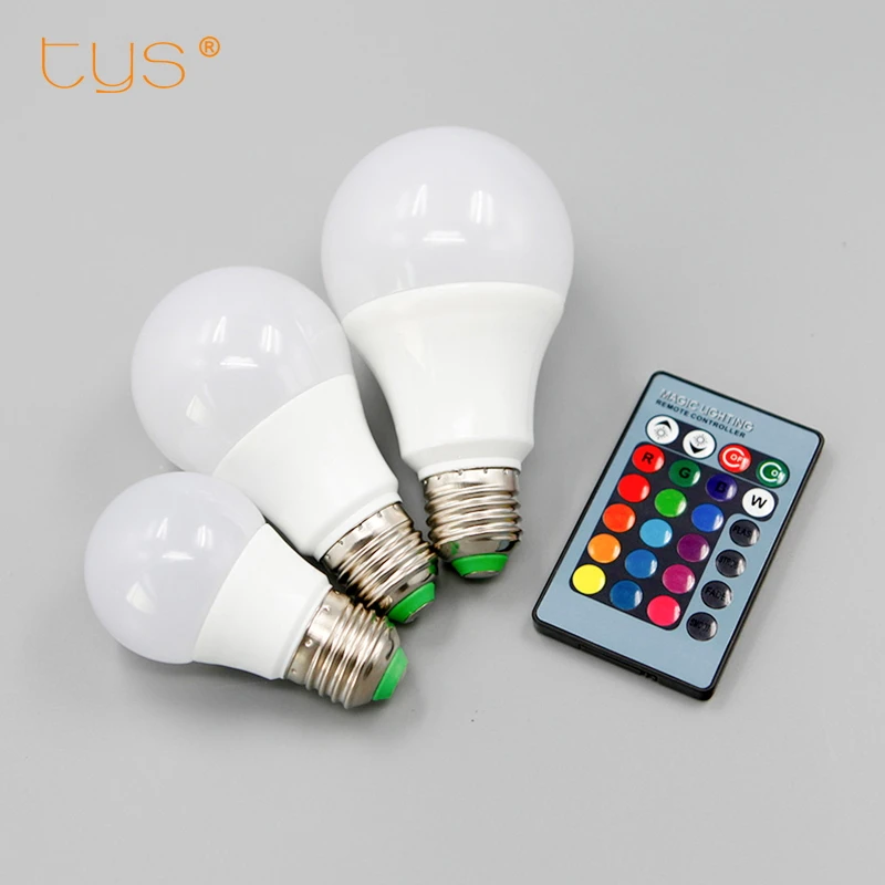 RGB светодиодная лампа E27 3W 5W 7W AC 85-265V с возможностью регулировки яркости и многоцветной сменой с IR-пультом управления для праздничного оформления.