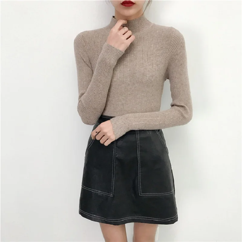 Knitted Sweater Autumn Turtleneck Female Simple Leisure Ladies Top Fashion Pullove Women Sweaters Cashmere casaco feminino | Женская
