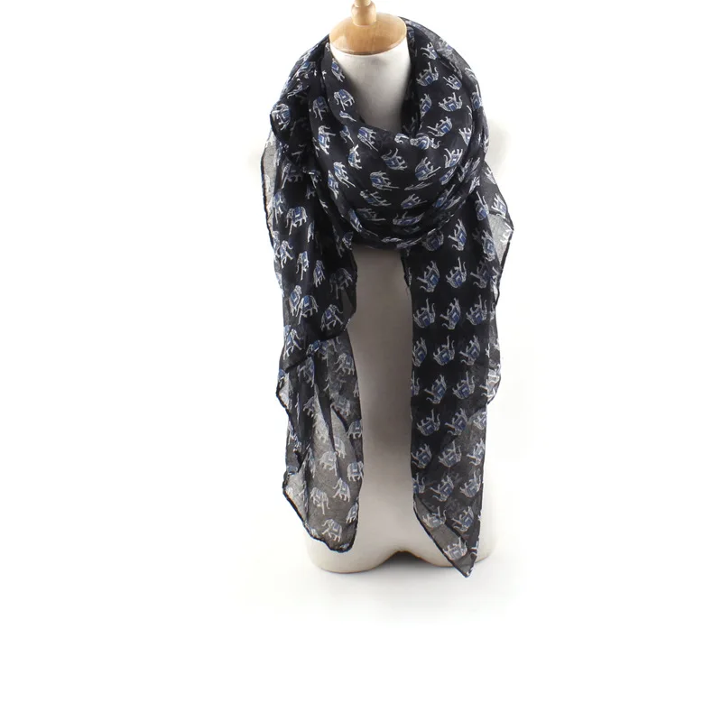 New Brand Vintage Women Scarves Autumn Winter Animals Printing Scarf Shawl Cotton Cute Elephant Print Wrap FreeShipping | Аксессуары для