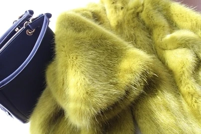 Tao Ting Li Na Women Loose Mid-Length Furry Green Faux Fur Thick Coat