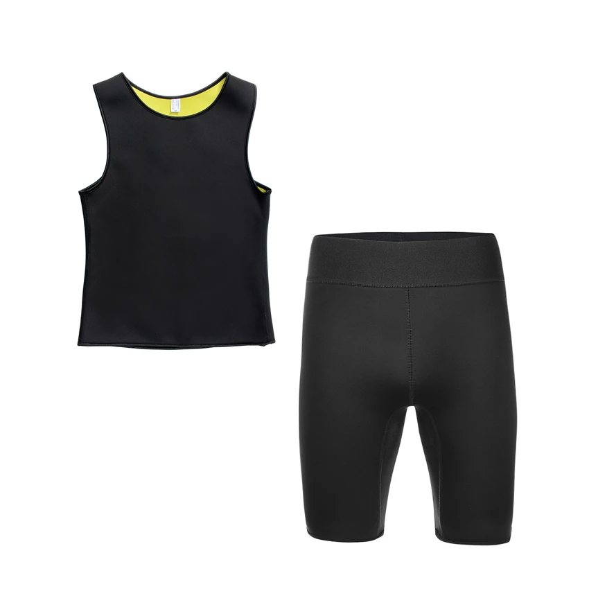 Vest-Pants HEXIN неопрен сауна для похудения тела формирователь жилет брюки костюмы для мужчин тренажерный зал пот потеря веса Корректирующее белье талии тренер(2 шт. один комплект - Цвет: Vest-Pants