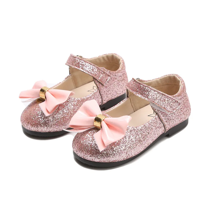 

Children's Bow-knot Princess Shoes 2019 Toddler Girls Bling Flats Shoes Little Girls Fashion Shoes Baby Girls Rubber Sole Shoes