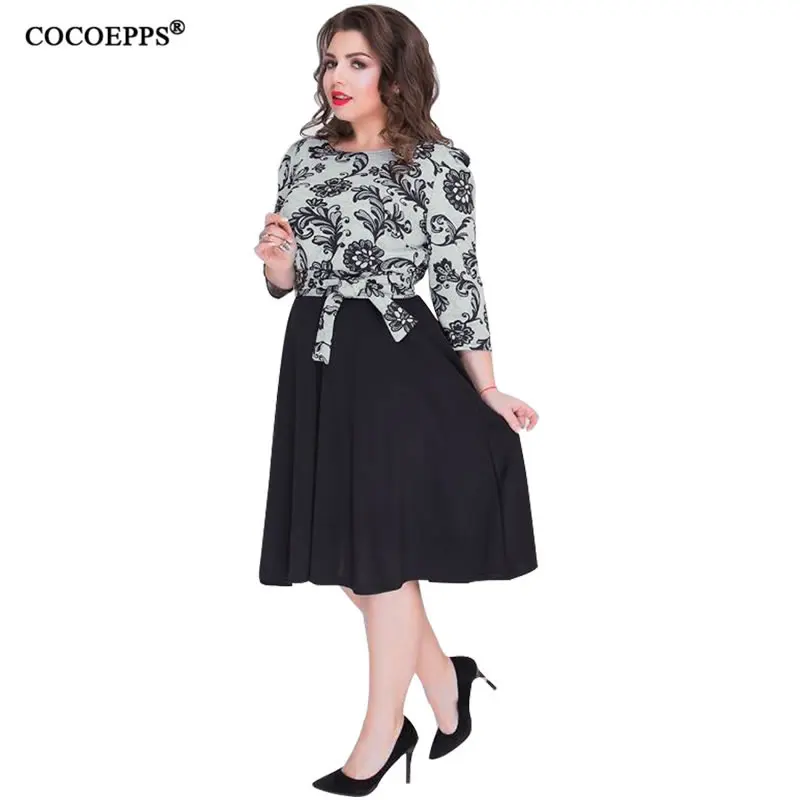 Женское винтажное платье составного кроя элегантное праздничное с цветочным