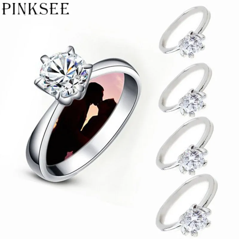 PINKSEE 1 шт. CZ стразы кольцо серебряного цвета Свадебные обручальные кольца для