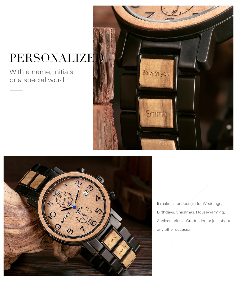 Relogio Masculino BOBO BIRD Watch Men Top Luxury Stainless Steel Wooden Watches reloj hombre Great Gifts for Man Free Engraving