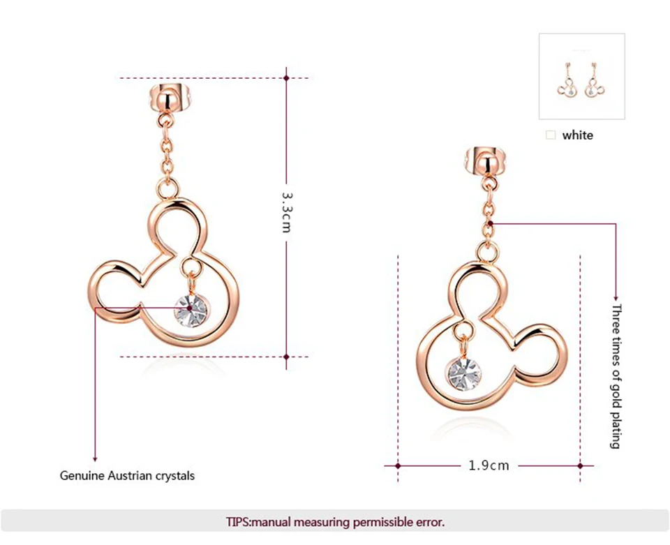 Мультфильм циркон серьги-гвоздики титановая инкрустация из нержавеющей стали