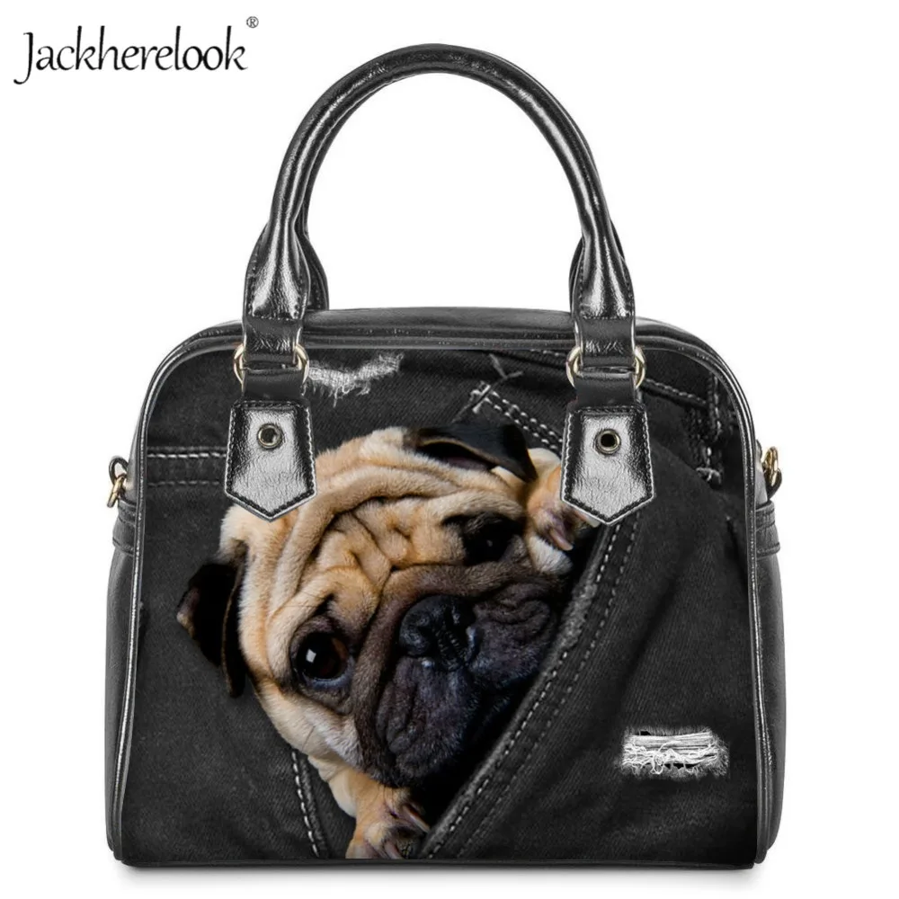 Сумка Jackherelook женская с принтом в виде собаки сумочка кросс-боди из денима саквояж