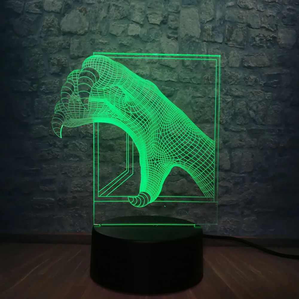3D зверь лапы светодиодный ночной Светильник Иллюзия USB Base desktoр зарядное
