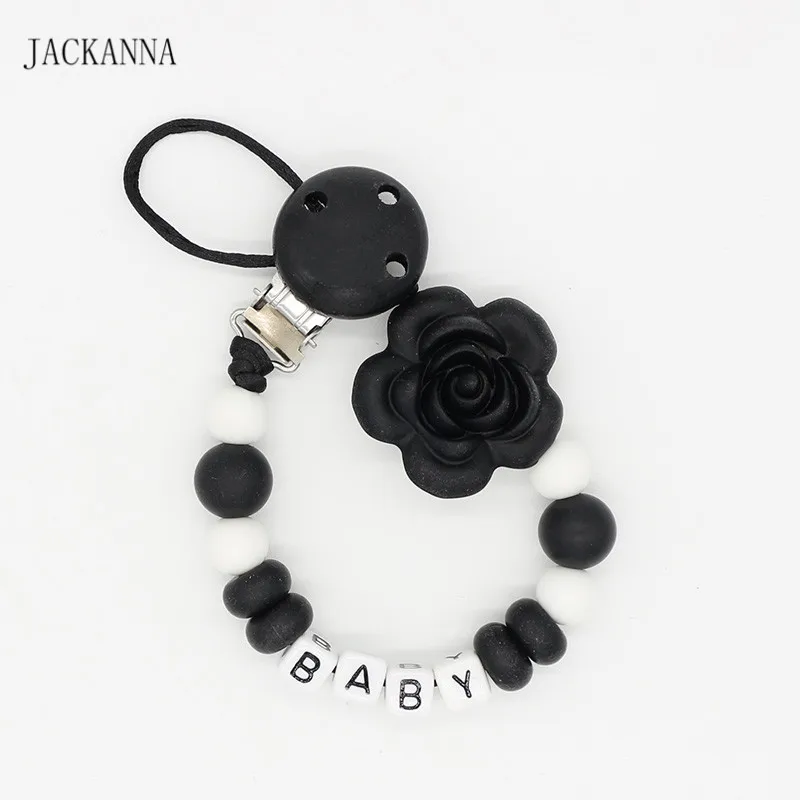 Персонализация имя клипсы для соски младенческой Цветок соска держатель цепи