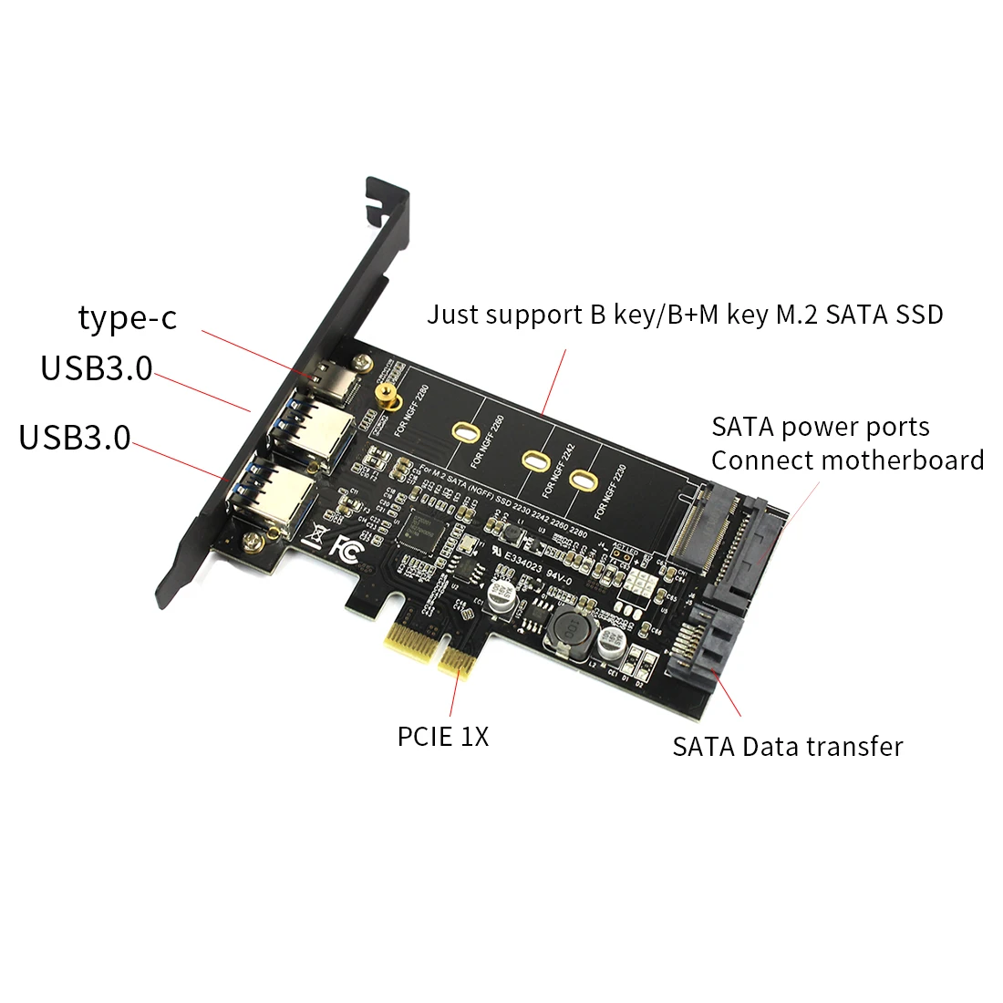 Двойной адаптер USB3.0 и Type c M.2 PCIe M2 SSD SATA B Ключ к контроллеру PCI e конвертер