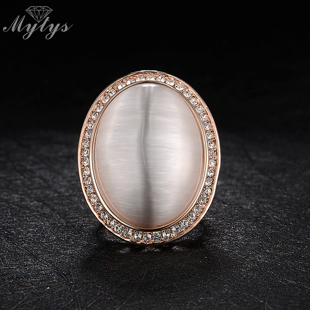 Кружевные антикварные кольца Mytys с кристаллами и Кремовым опалом для женщин 2017