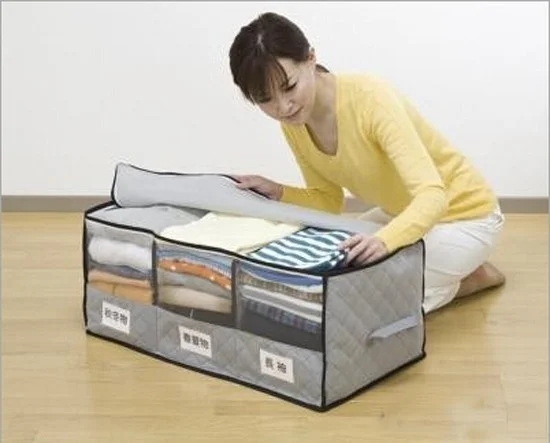 Визуальная двойная Складная домашняя сумка для хранения из бамбукового угля