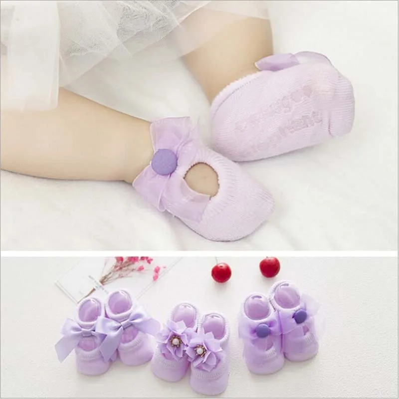 3 пары/компл. хлопковые носки для маленьких девочек Bebe нескользящие носки-тапочки