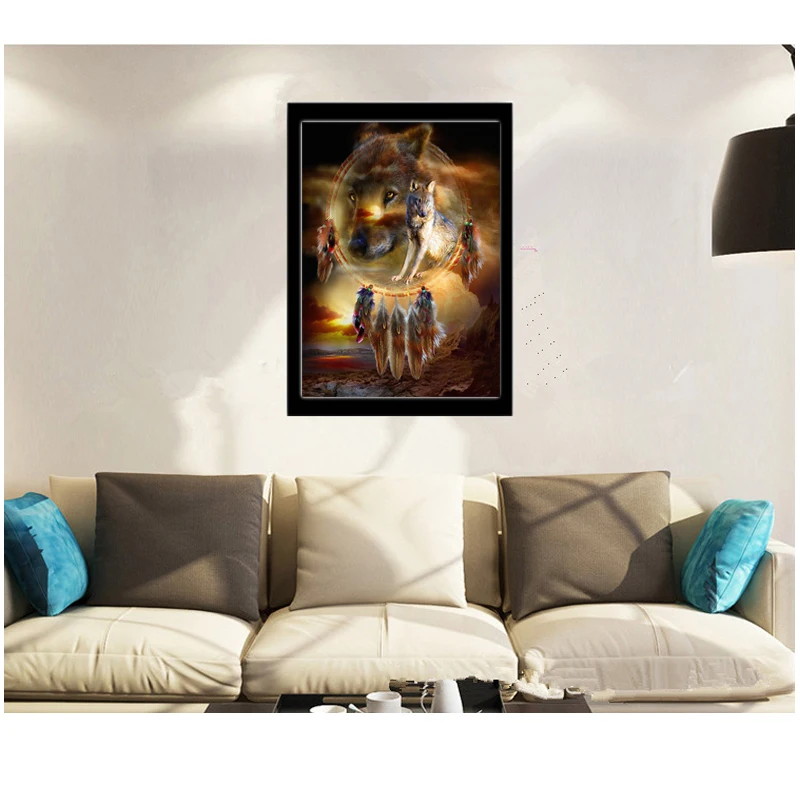 Круглый бриллиант вышивки крестом Волк Тотем алмаз вышивка животных рукоделие