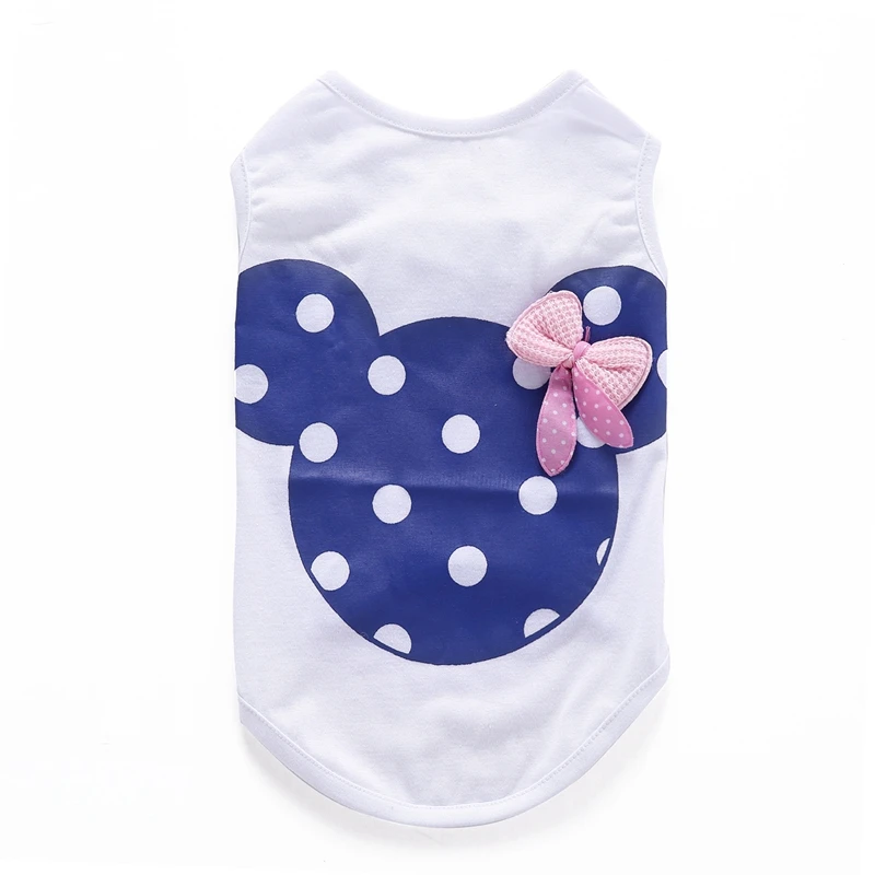 Хлопковый жилет для кошек с мультяшной мышкой и бантом летняя одежда собак рубашка чихуахуа Йоркширские