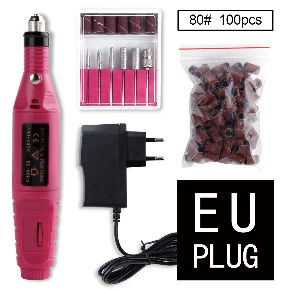 Set B EU Plug Дрель для ногтей, маникюрный аппарат для педикюра, фрезерные керамические алмазные фрезы, набор сверл для ногтей, инструменты для удаления гель-лака - Цвет: Set B EU Plug