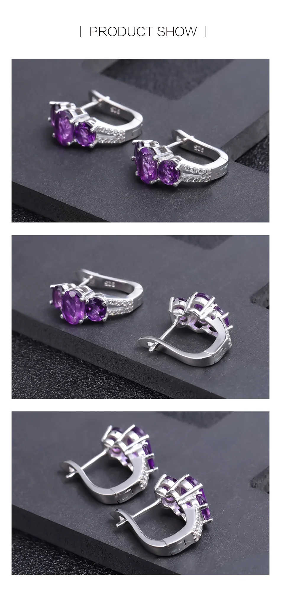 Gem's Ballet 3.37Ct натуральный аметистовый драгоченный камень серьги гвоздики 925 пробы серебряные женские простые элегантные серьги ювелирные изделия