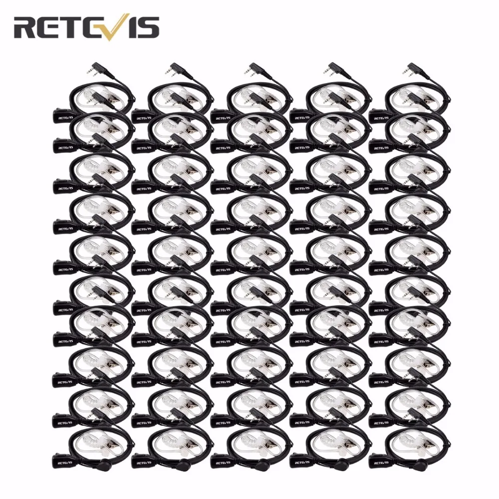 50 шт. рация Retevis аксессуары 2 Pin PTT Mic гарнитура скрытый акустический трубчатый