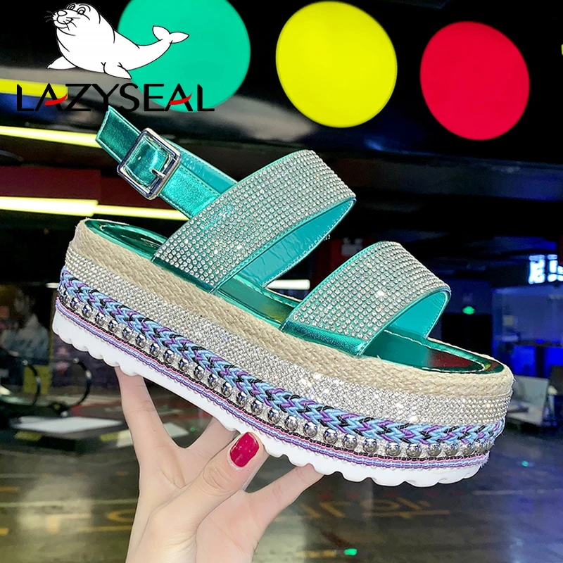 

LazySeal Platform Shoes Sandals Women Summer Buckle Flat Beach Bling Footwear 2020 Fashion Shoes Women For ladies Buty Damskie