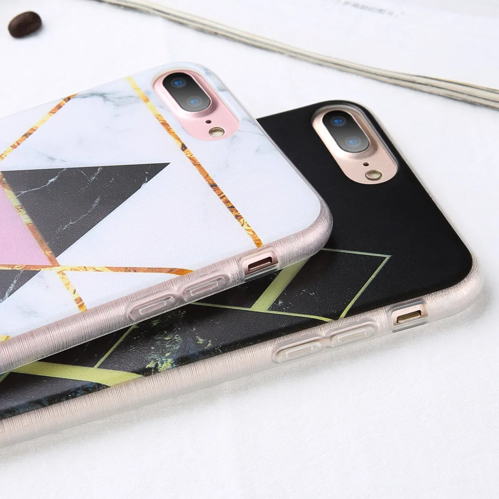 KISSCASE Marble Phone Case For Huawei P8 P9 P10 P20 Lite plus Geometric Triangle Patterned Cases Honor 6X 7 8 9 |