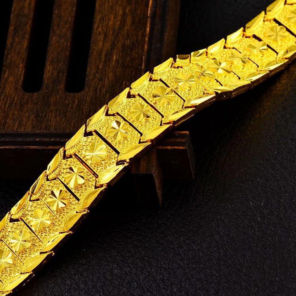 

Mens Bracelet Yellow Gold Filled Wrist Chain Link Mens Accessories