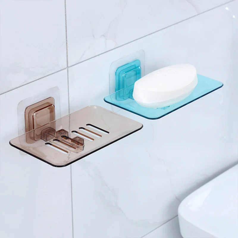 

1PCS Wall Mounted Soap Dishes Plastic Bathroom Soap Box Organizer Hanging Shelf Sponge Storage Rack Bathroom Accessories