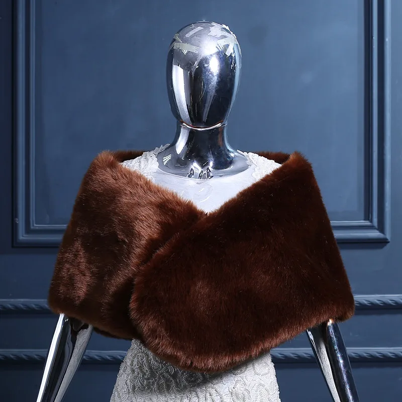 Коричневая/желтая/красная/зеленая/Черная Женская шаль из искусственного меха