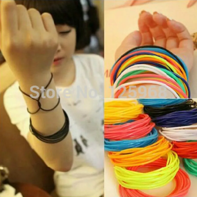 

Free Shipping,2018 New 100pcs/lot Fashion Fluorecence Color Silicone Elastic Hair Bands Hair Ring Hair Rope Bracelet