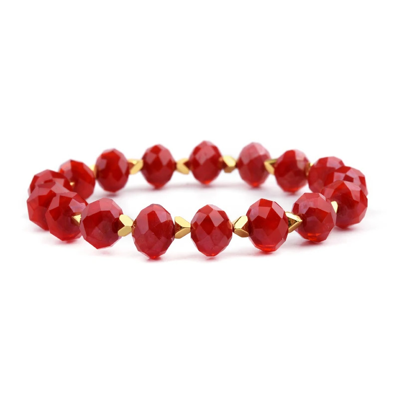 9-Red Crystal BOJIU, 12 цветов, эластичные геометрические Кристальные бусины, женские браслеты, крошечное золото, гематит, Кристальный браслет, Женские аксессуары, BC329 - Окраска металла: 9-Red Crystal