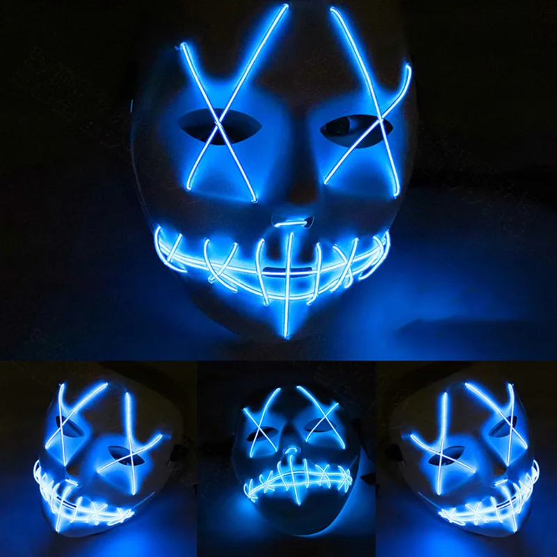 Светодиодная маска для Хэллоуина маскарадные маски ужасы ПВХ взрослых