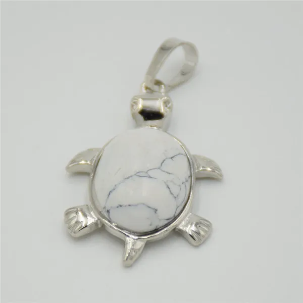 Howlite 1 шт морские животные Черепаха натуральные камни бусины подвески для ожерелья Модные посеребренные тигровый глаз черепаха подвески ювелирные изделия - Окраска металла: Howlite