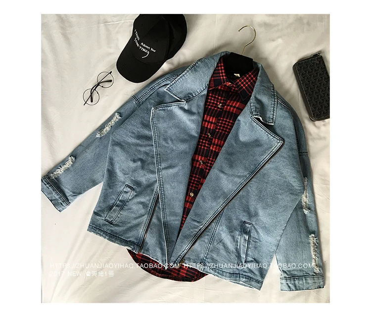 Джинсовая куртка 2018 Демисезонный Для женщин Bf basiccaot с длинным рукавом Свободные