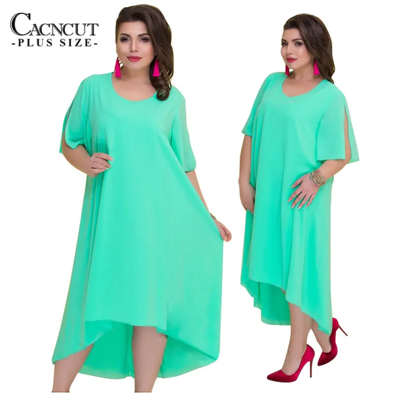 CACNCUT 5XL 6XL, большой размер, однотонное шифоновое платье для женщин, летнее, большой размер, винтажное, необычное, длинное платье, размера плюс, свободное, Vestidos