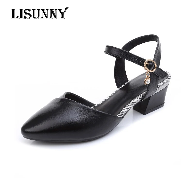 Женские остроносые сандалии LISUNNY Новинка лета 2020 модная Женская рабочая обувь из