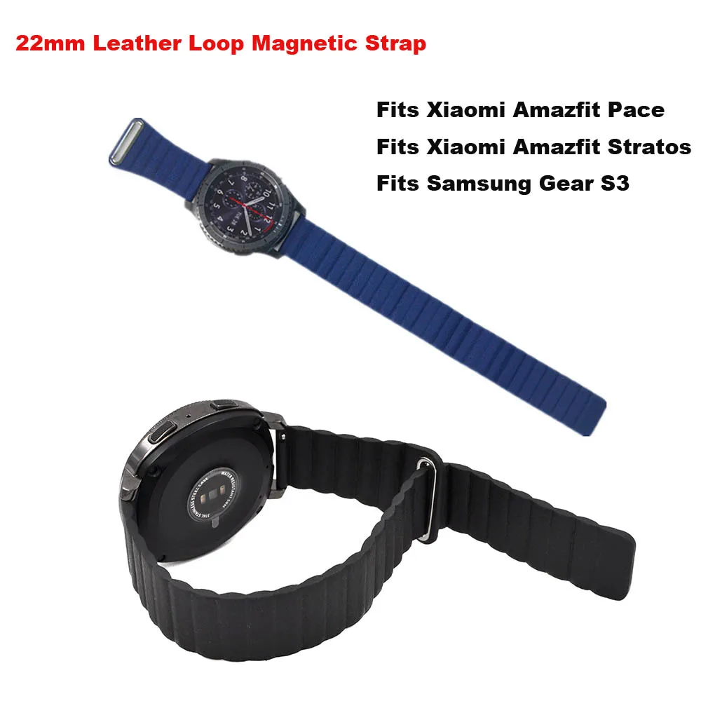22 мм кожаный браслет ремешок для Xiaomi Amazfit GTR 47 мм Pace Stratos 2 Watch Band для huawei Watch GT Honor Magic Dream Correa