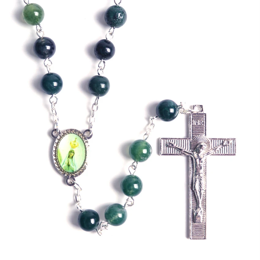 Модные религиозные темно зеленые бусины из натурального камня NS Fatima цепь